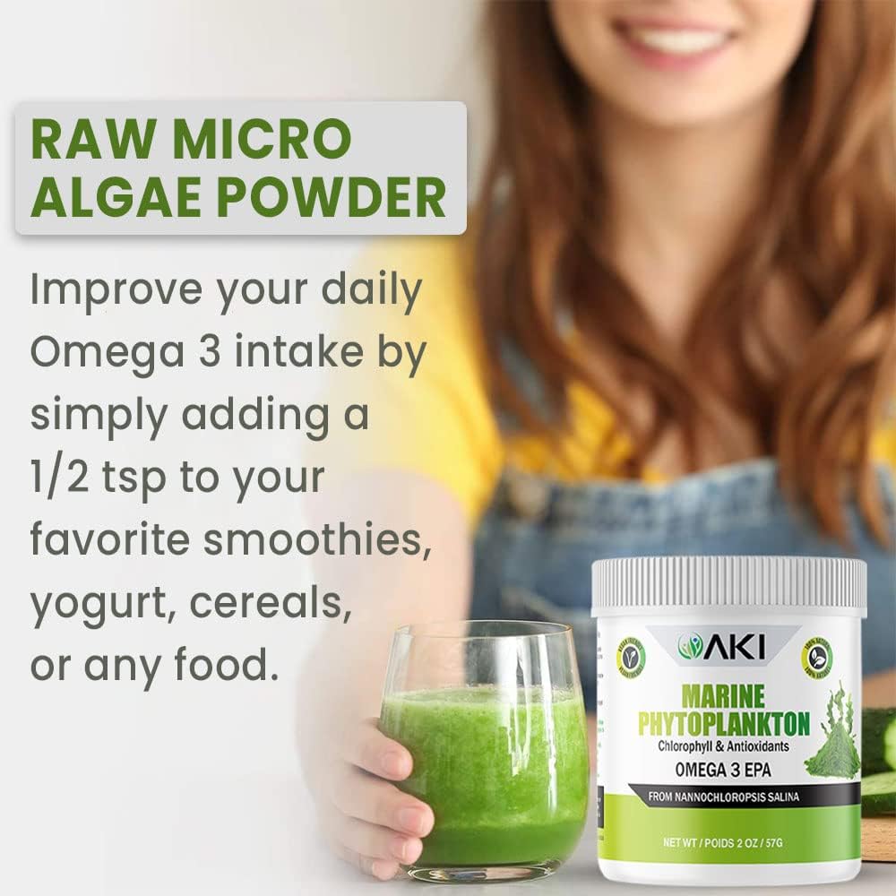 Plant-Based Protein Bundle: AKI Broccoli Sprout Powder (5.29oz) & Marine Phytoplankton Powder (2oz) | Vegan & GMO-Free | Rich in Vitamins