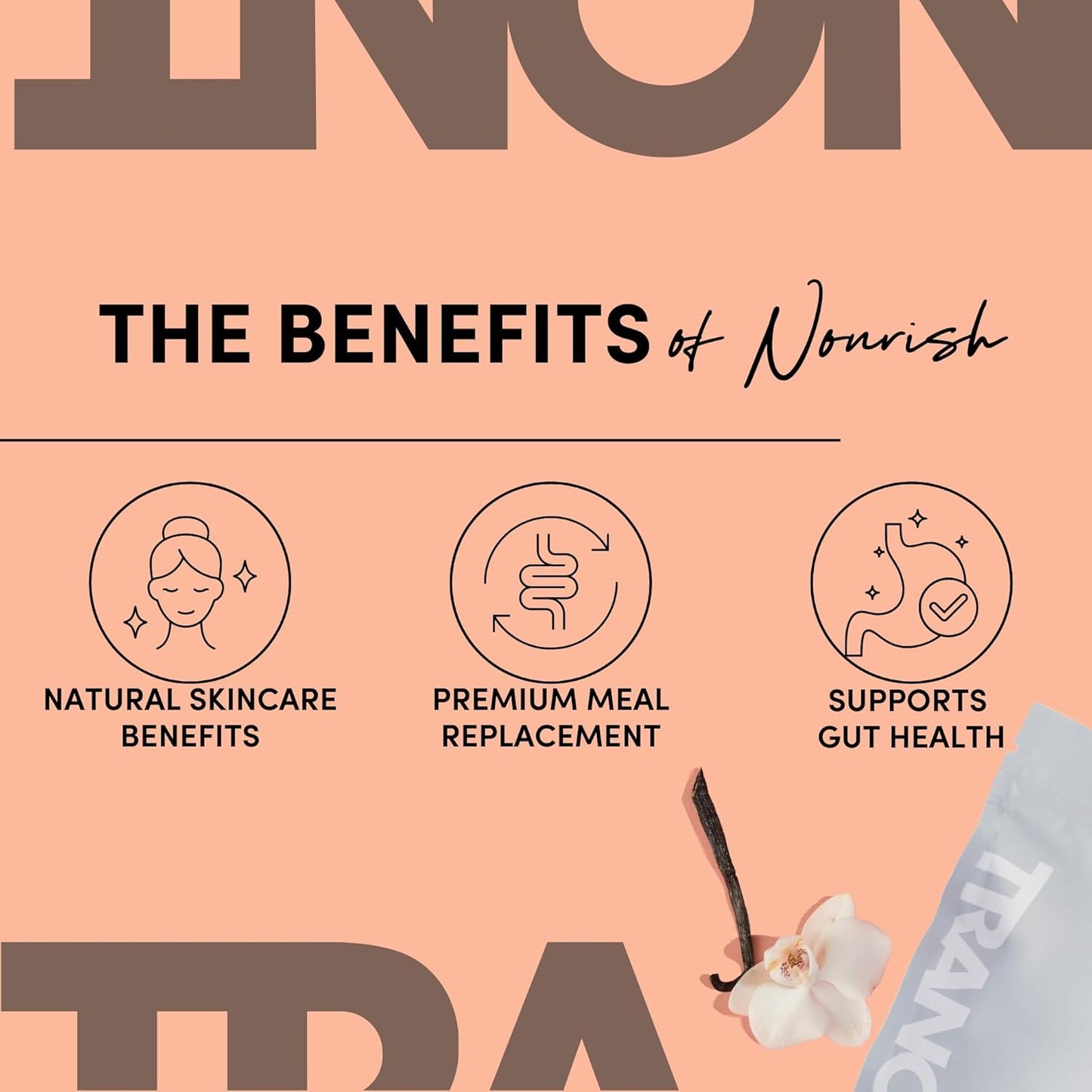 Plant-Based Superfood Protein Powder Mix for Healthy Skin, Digestion, Energy | Tranont Nourish French Vanilla 14.3oz Meal Replacement Shake with Vitamins & Prebiotics