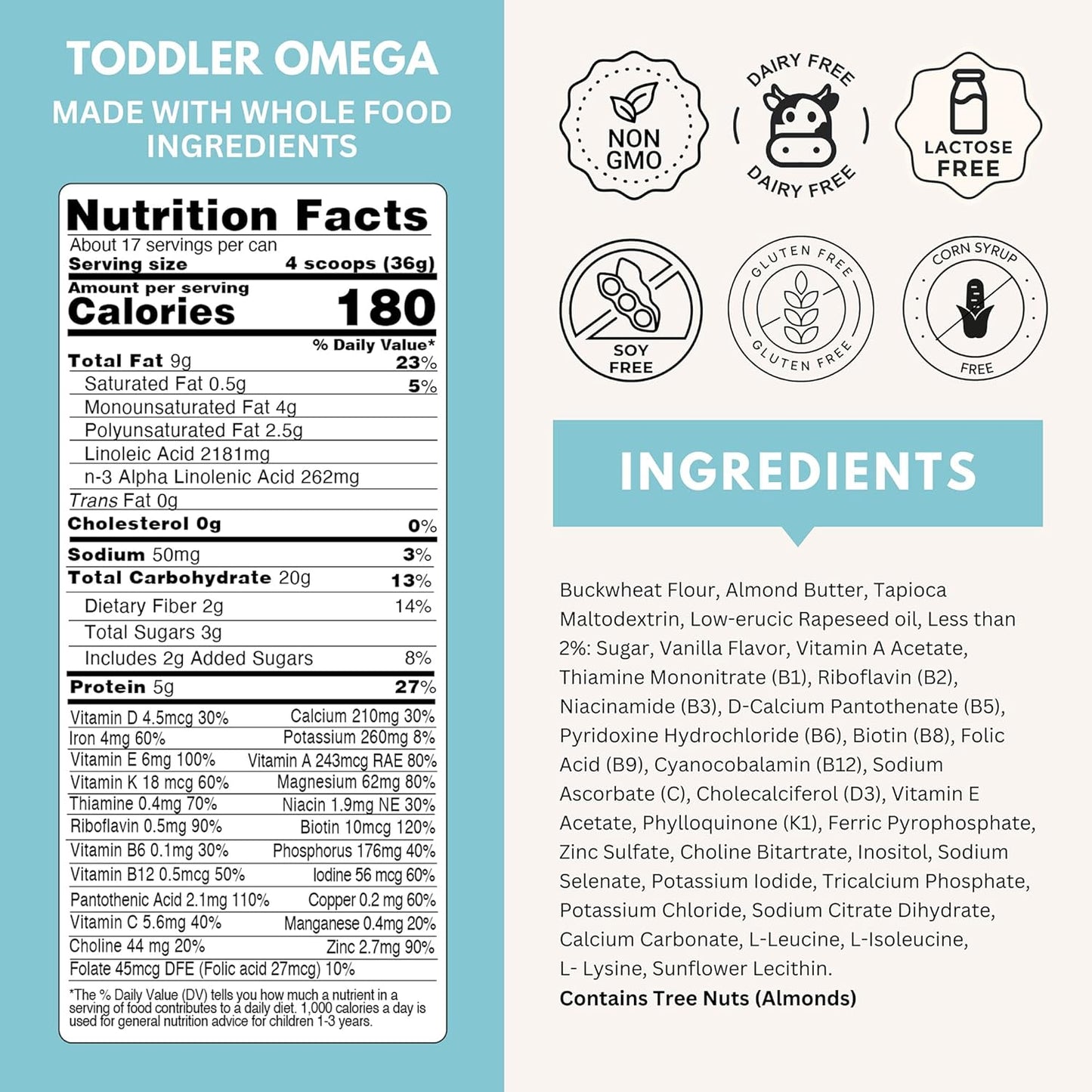 Plant-Based Toddler Formula for Ages 12-36 Months - Dairy-Free & Lactose-Free with Omega 3 & 6 - Soy Formula Alternative - 22 oz, 4 Pack
