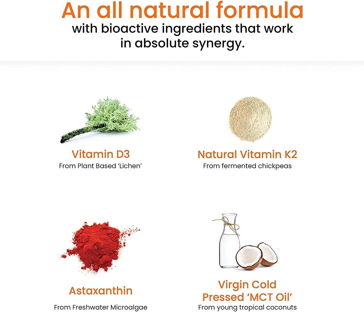 Plant-Based Vitamin D3+K2 Oral Strips with Coconut Oil & Astaxanthin - Vegan Immunity & Heart Support