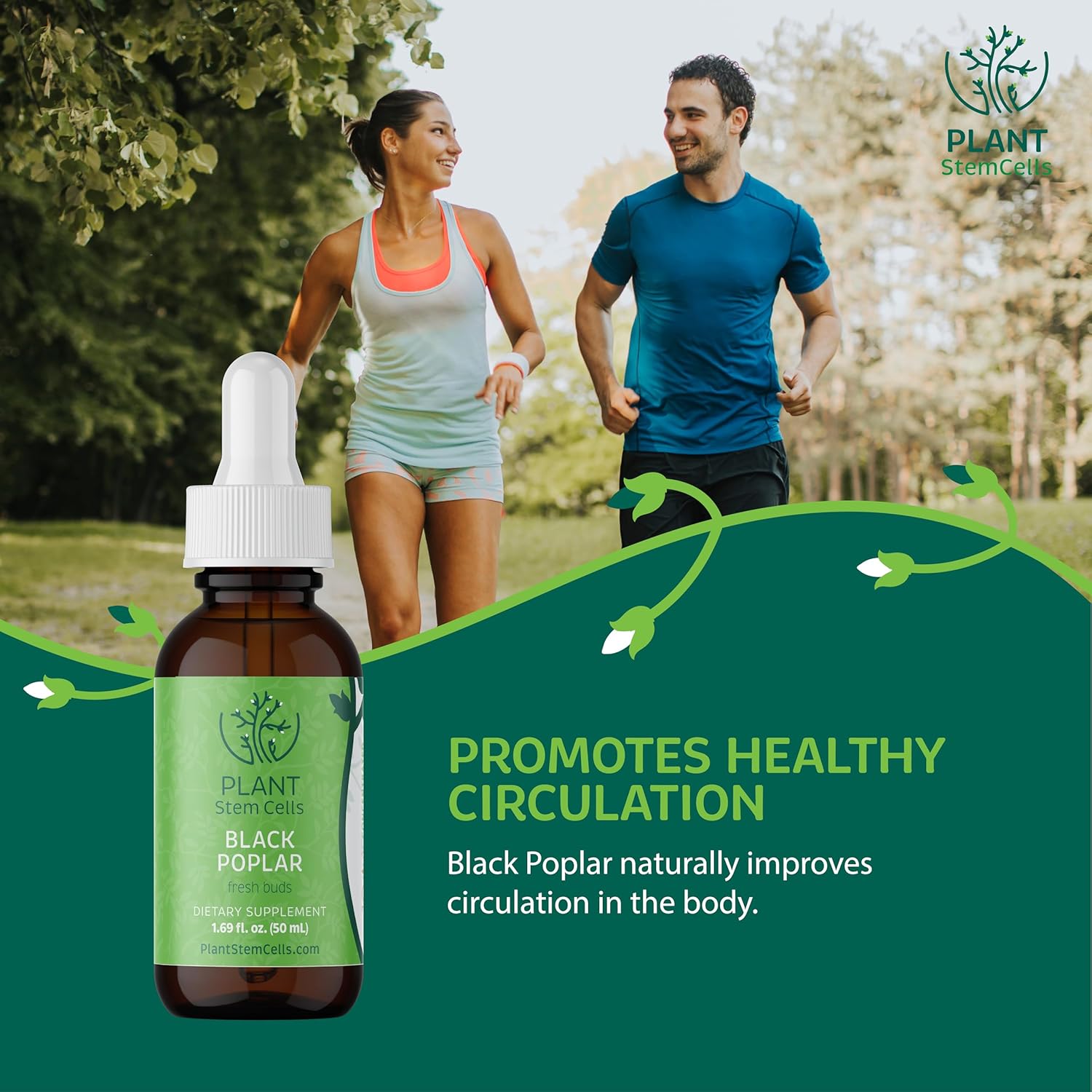 Plant Stem Cells Gemmotherapy: Black Poplar for Digestive & Circulatory Health - Antioxidant & Detox Support for Men & Women - Immunity Boost