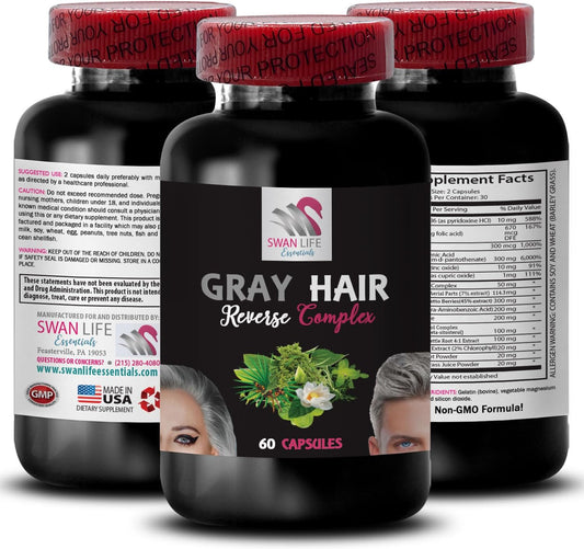 Plant Sterol Complex for Gray Hair Reverse and Color Refresh - Hair Brilliance, Natural Shade, and Vitality - Pigment Renewer and Revitalization - 60 Capsules