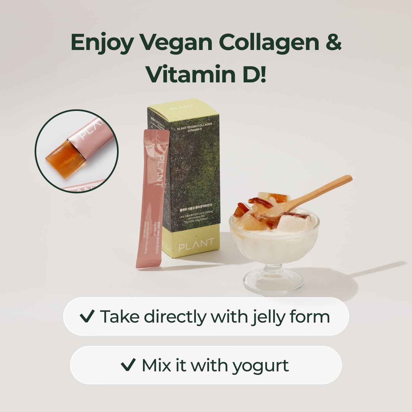 PLANT Vegan Collagen Kombucha + Collagen Jelly Vitamin D Probiotics