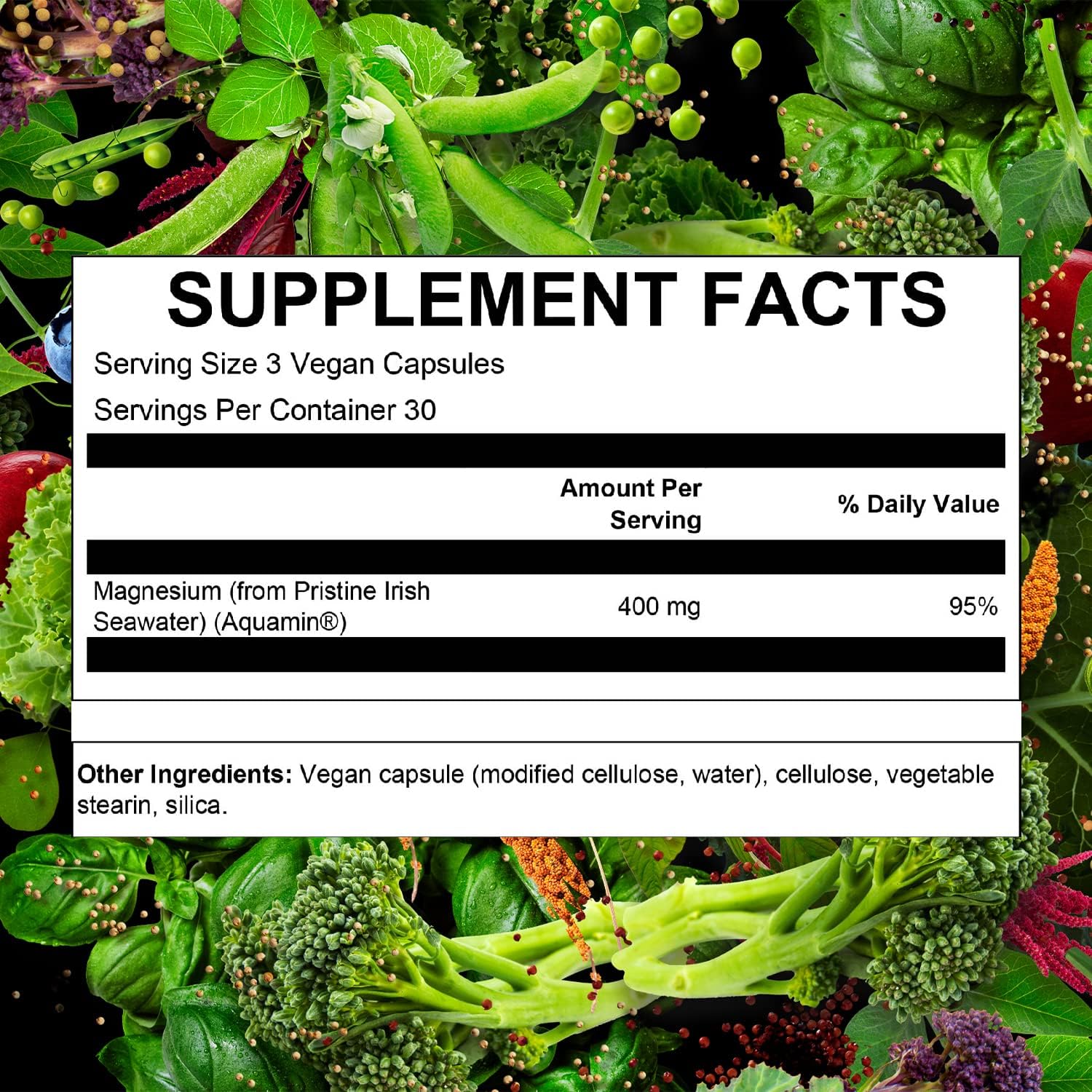 PlantFusion Vegan Magnesium Supplement - 400mg Capsules for Muscle, Bone, Heart & Relaxation - 90ct