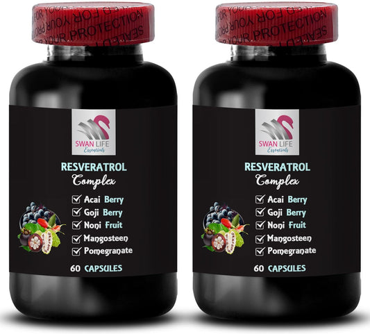 Pomegranate and Resveratrol Antioxidant Complex for Daily Energy Boost - 2 Bottles of 120 Capsules