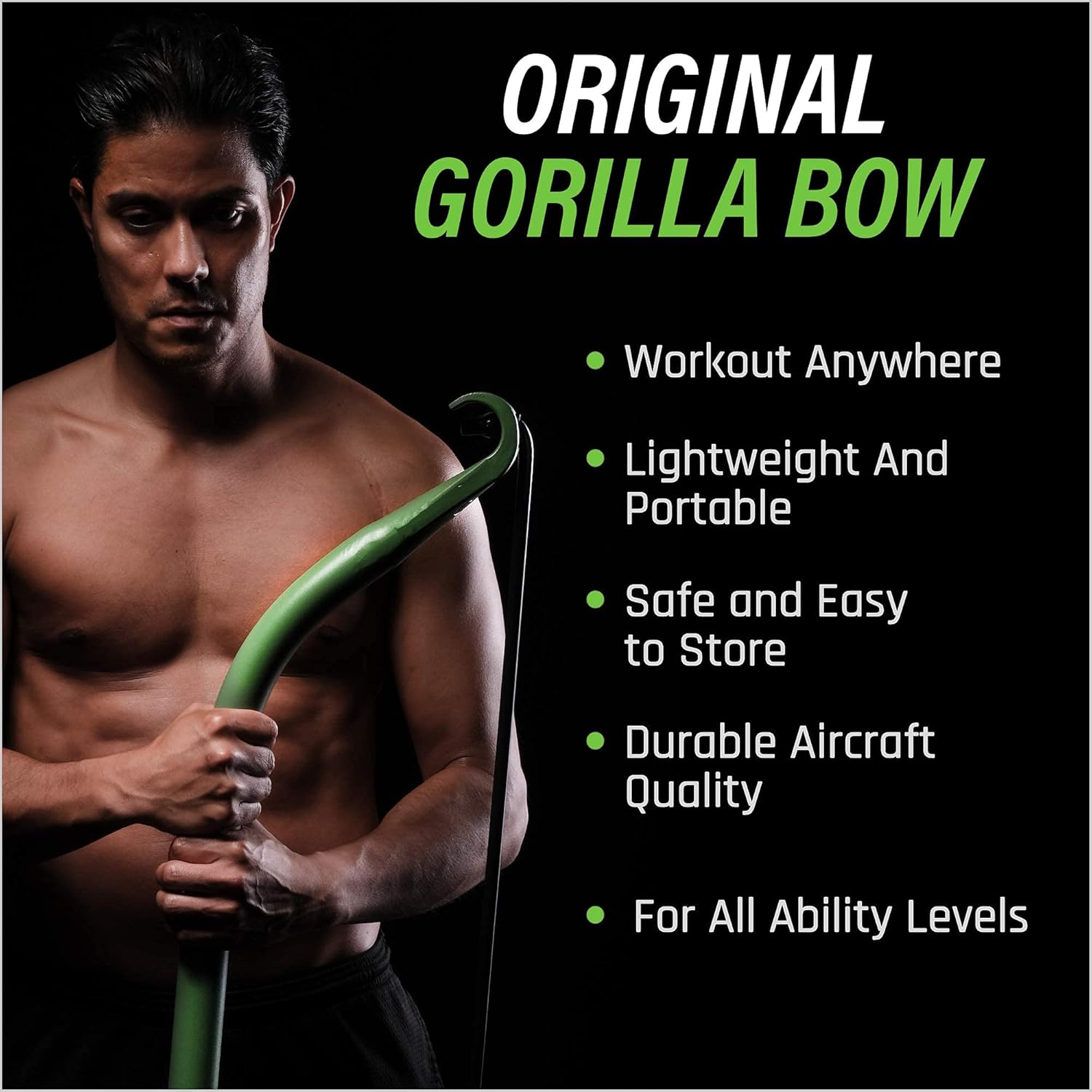 Portable Gorilla Bow Home Gym Resistance Band and Bar System for Travel and Fitness - Full Body Workout Kit