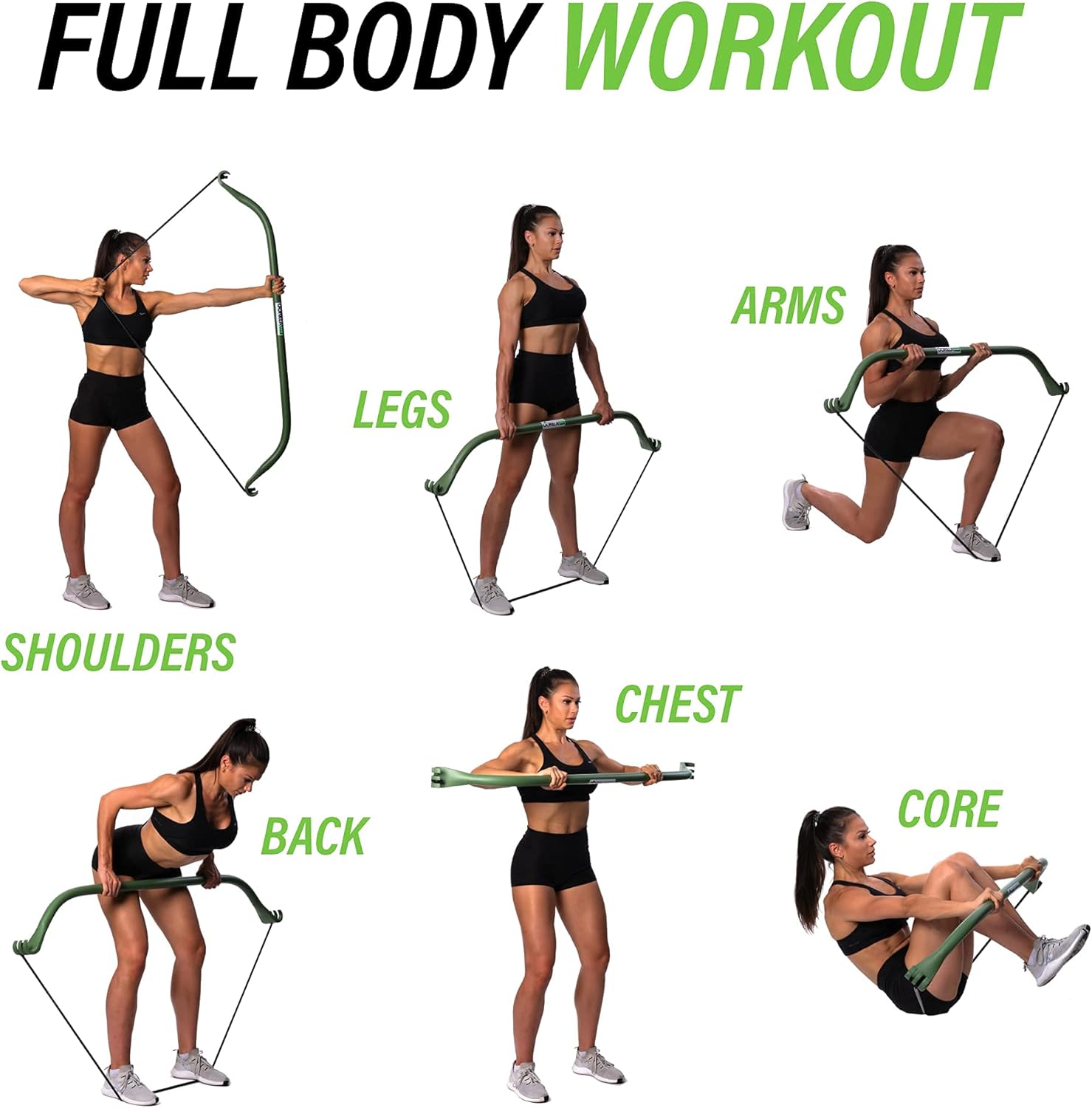 Portable Gorilla Bow Home Gym Resistance Band and Bar System for Travel and Fitness - Full Body Workout Kit