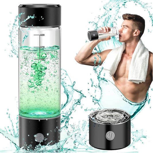 Portable Hydrogen Water Bottle Generator with SPE PEM Technology - 3Min 2200PPB, 14OZ Rechargeable Hydro Water Bottle for Travel - Ideal Birthday Xmas Gift