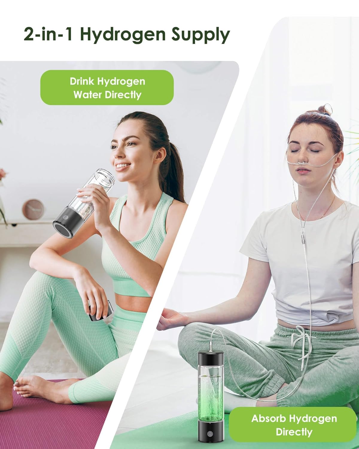 Portable Hydrogen Water Bottle Generator with SPE PEM Technology - 3Min 2200PPB, 14OZ Rechargeable Hydro Water Bottle for Travel - Ideal Birthday Xmas Gift