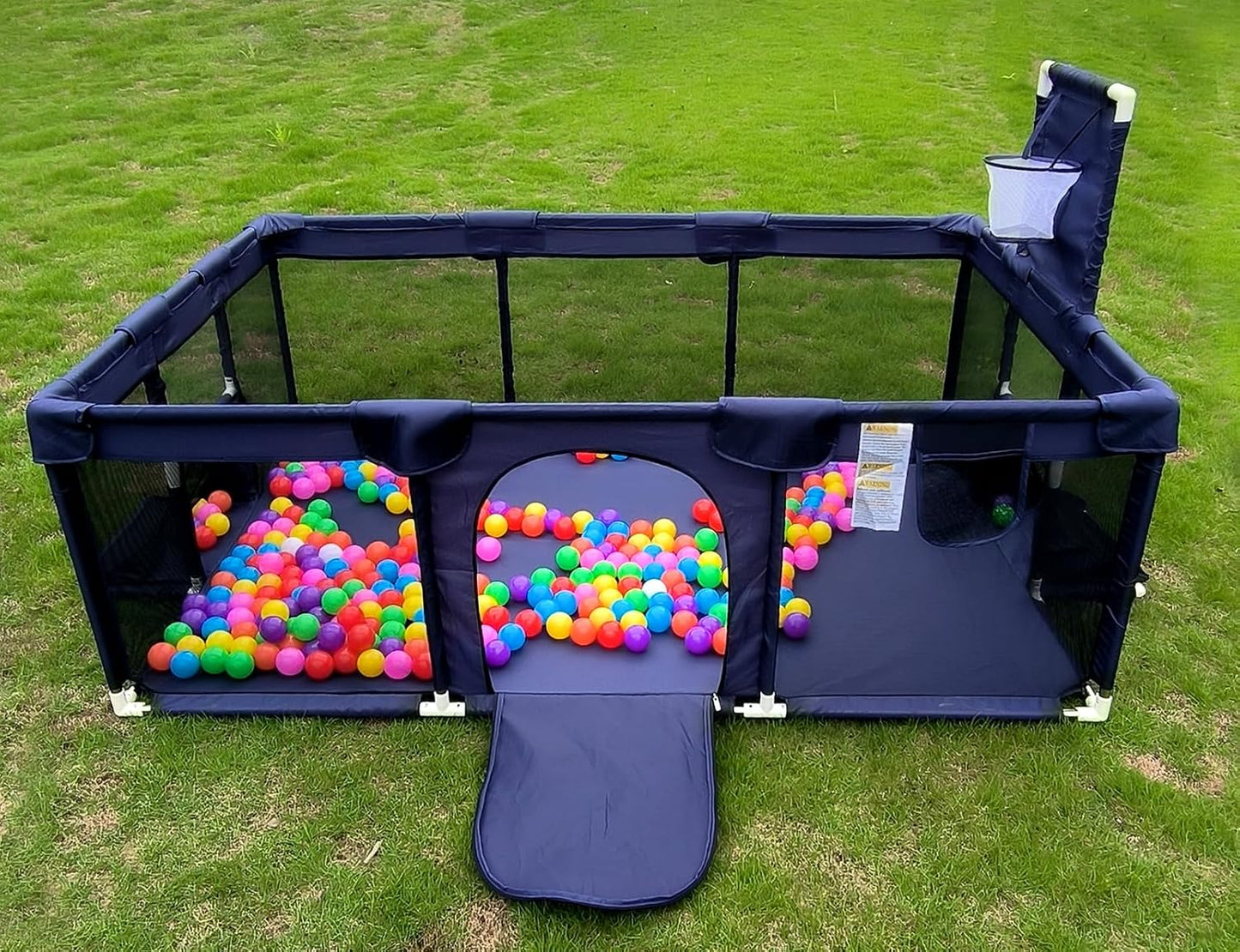 Portable Large Blue Baby Ball Pit Playpen for Toddlers - Indoor Outdoor Safety Play Yard with Fun Activities for Kids - Popular Toy (Balls Not Included)