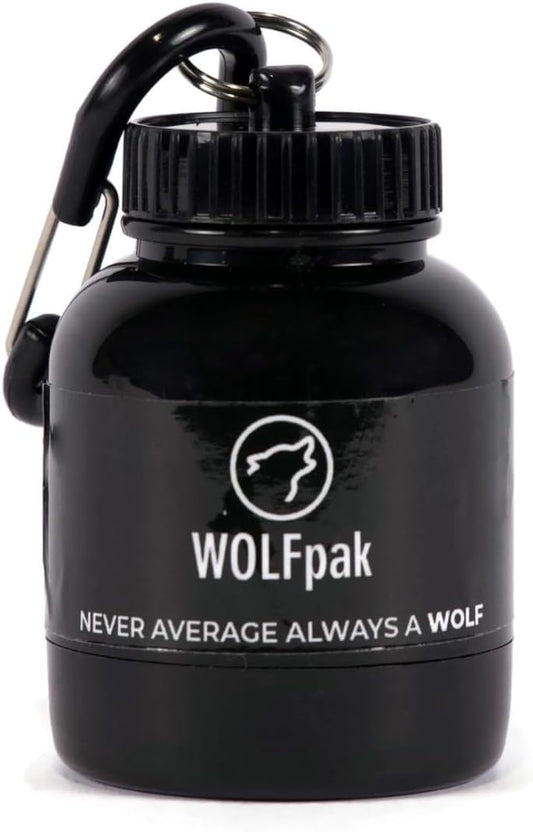 Portable WOLFpak Shaker with Funnel and Keychain for Travelers