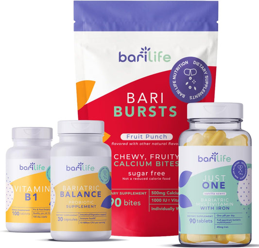 Post-Op Bariatric Vitamin and Supplement Starter Kit for Gastric Sleeve and Bypass Patients - Fruit Punch Flavor