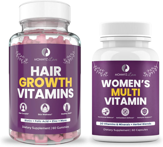 Postpartum Hair Loss Vitamin Gummies with Biotin for Hair Growth, Skin Radiance, and Strong Nails - Women's Daily Multivitamins for Health, Energy, Focus, and Mood