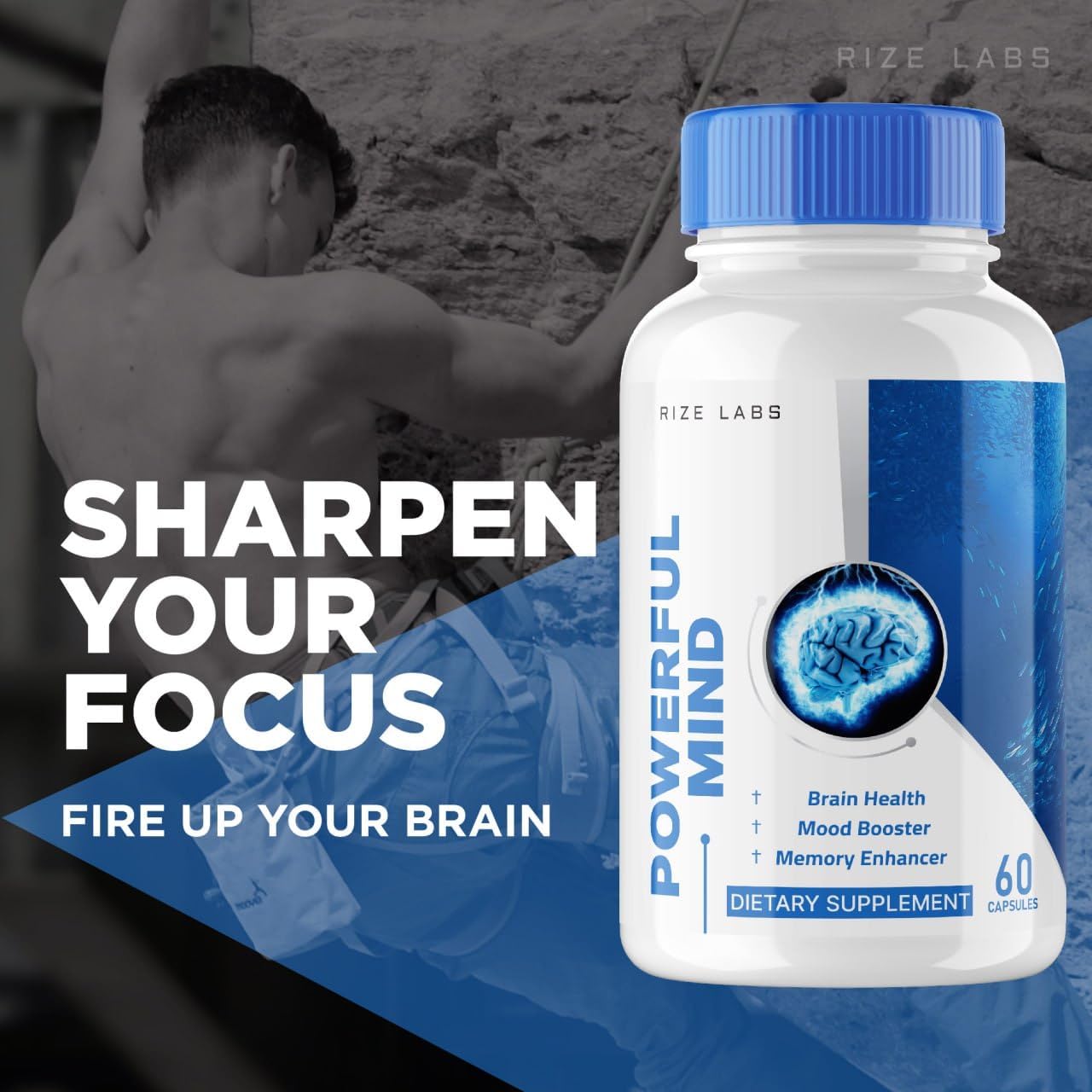 Powerful Mind Plus Cognitive Enhancer Capsules - Advanced Formula for Memory Support and Focus - Brain Supplement (60 Capsules)