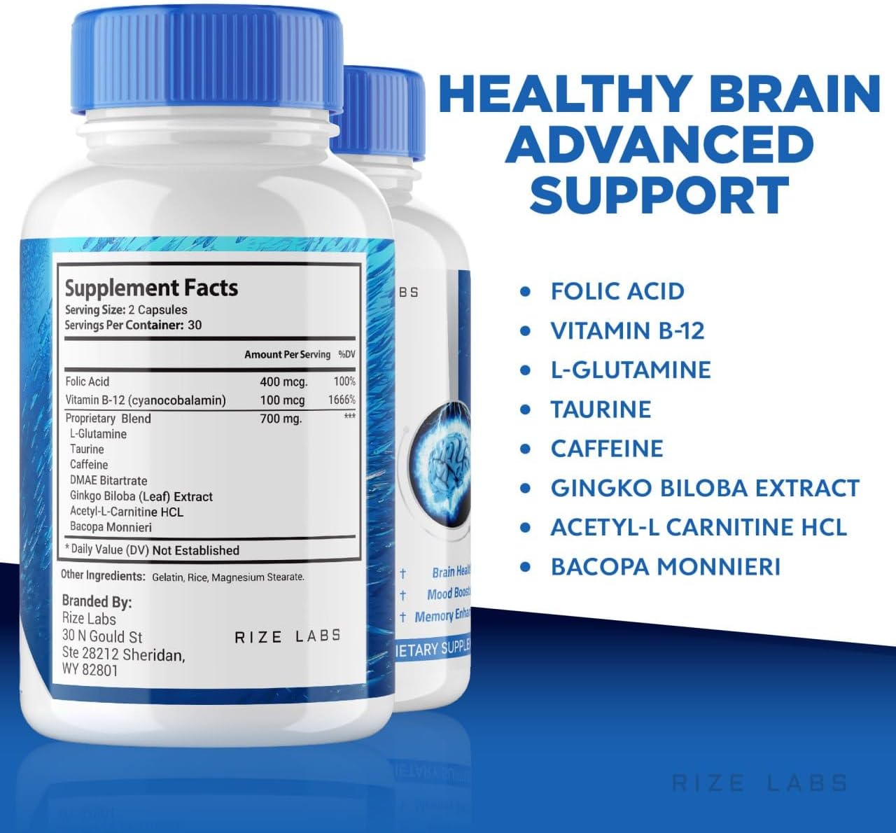 Powerful Mind Plus Cognitive Enhancer Capsules - Advanced Formula for Memory Support and Focus - Brain Supplement (60 Capsules)