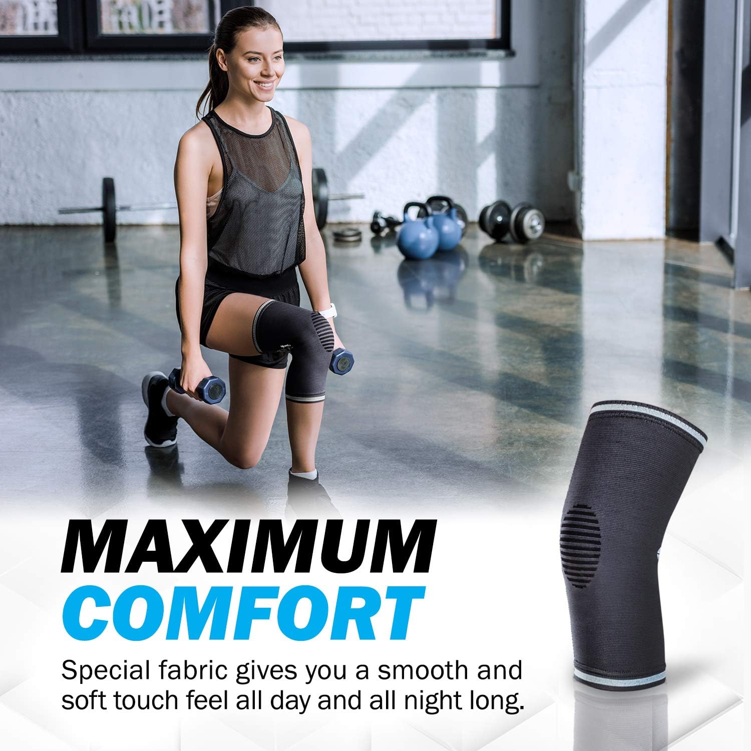 POWERLIX Leg Sleeve - Top Knee Brace for Men & Women with Leg Pain Relief for Running, Basketball, Volleyball, Weightlifting, Gym, Sports - Sizing Chart Included