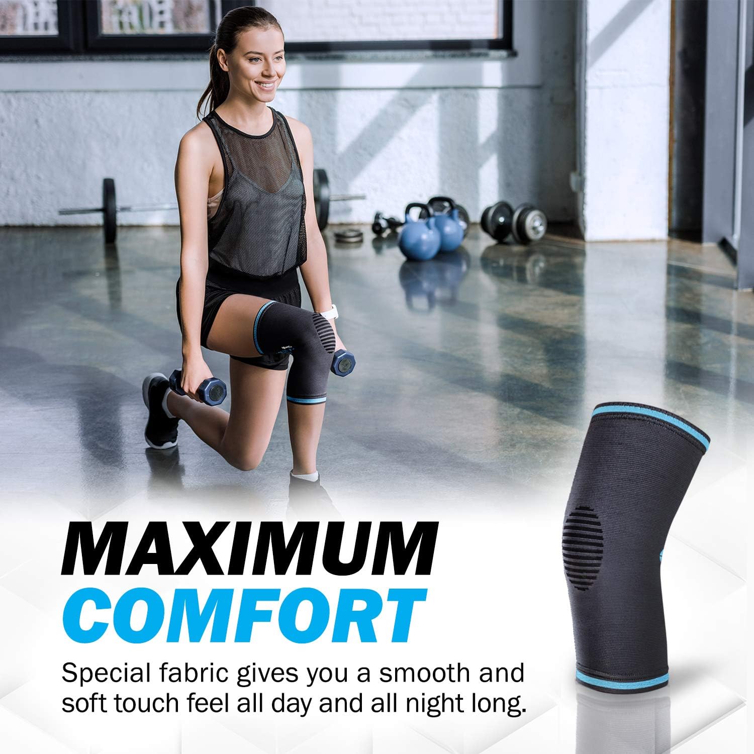 POWERLIX Leg Sleeve - Top Knee Brace for Men & Women - Support for Running, Basketball, Volleyball, Weightlifting - Check Sizing Chart