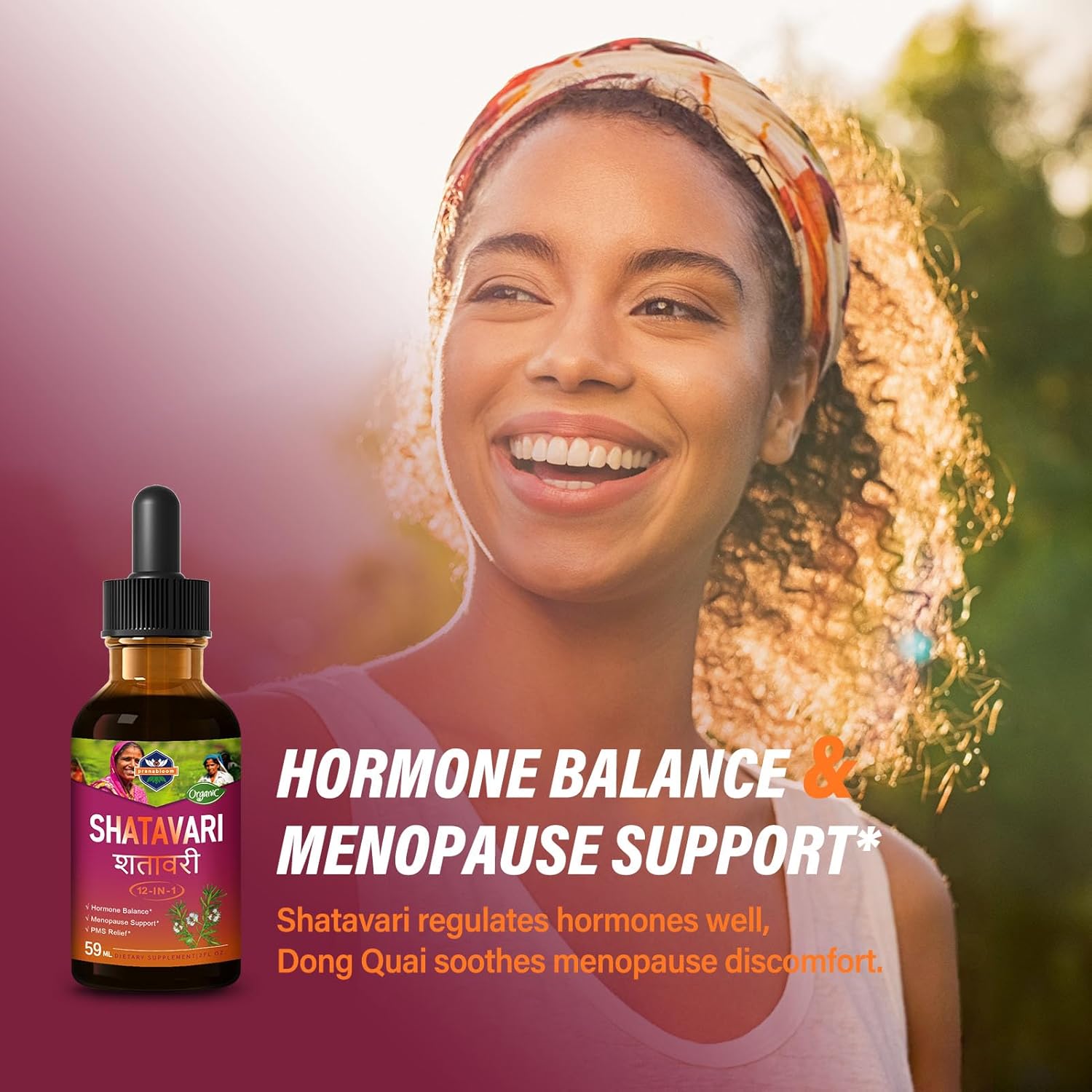 PranaBloom Shatavari Drops for Hormone Balance, Menopause & PMS Relief with Dong Quai & Black Cohosh - 2oz