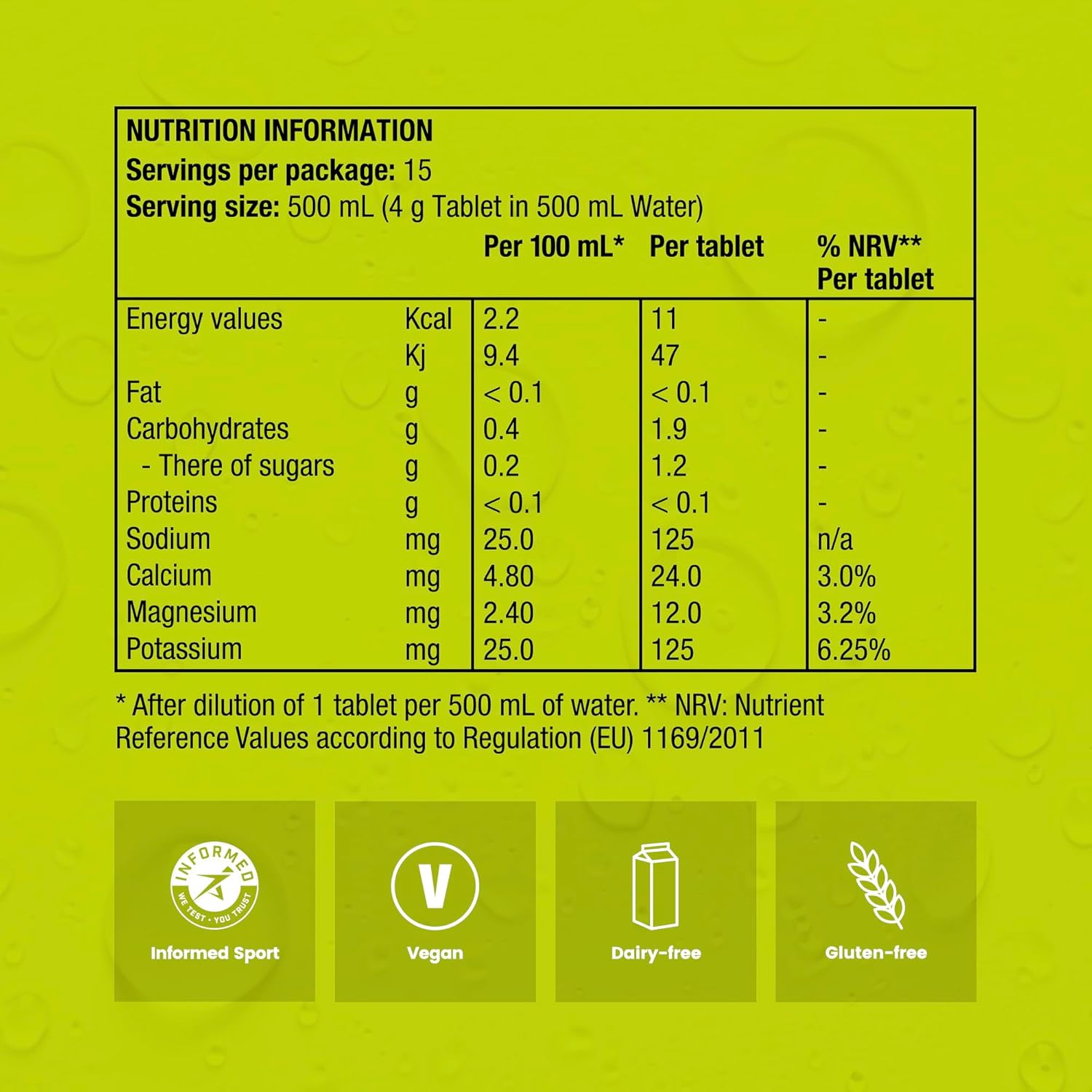 Precision Hydration Electrolyte Drink Tablets - Low Calorie, Gluten Free, Vegan/Vegetarian Friendly - 12 Tubes, 250mg/L - Green Tube