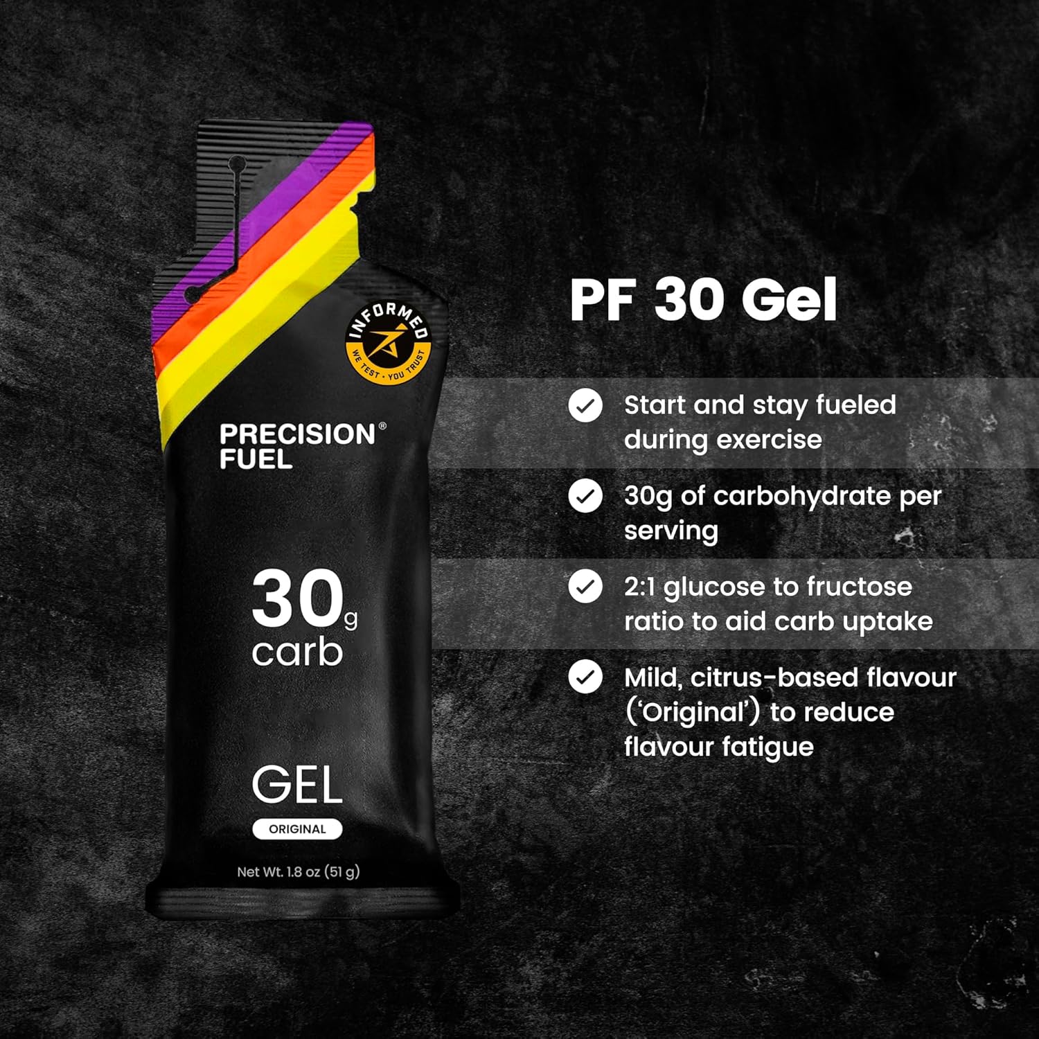 Precision Hydration Precision Fuel 30 Energy Gels - Mild Neutral Flavour for Endurance Athletes, 30g Carbohydrate, Easy-to-Digest, Ideal for Running & Long-Duration Sports (Original, 4 gels)