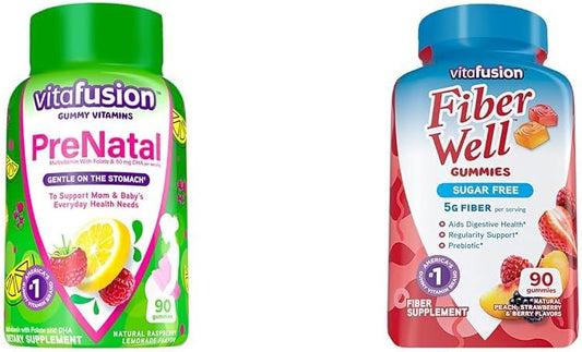Pregnancy Vitamins for Women with Fiber Supplement, Raspberry Lemonade & Mixed Berry Flavors