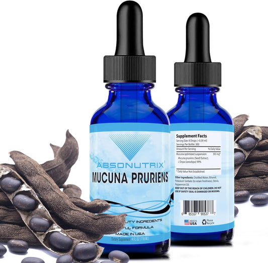 Premium Absonutrix Mucuna Pruriens Liquid Extract - 4 Oz, 393mg, 300 Servings - USA Made, Quick Absorption, Quality Ingredients - Non-GMO, GMP Certified, Third-Party Tested - Cruelty-Free