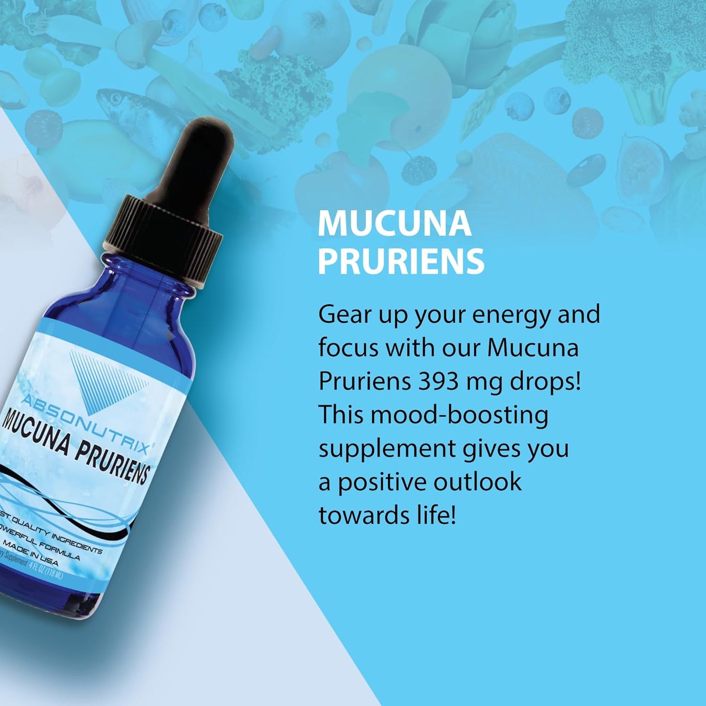 Premium Absonutrix Mucuna Pruriens Liquid Extract - 4 Oz, 393mg, 300 Servings - USA Made, Quick Absorption, Quality Ingredients - Non-GMO, GMP Certified, Third-Party Tested - Cruelty-Free