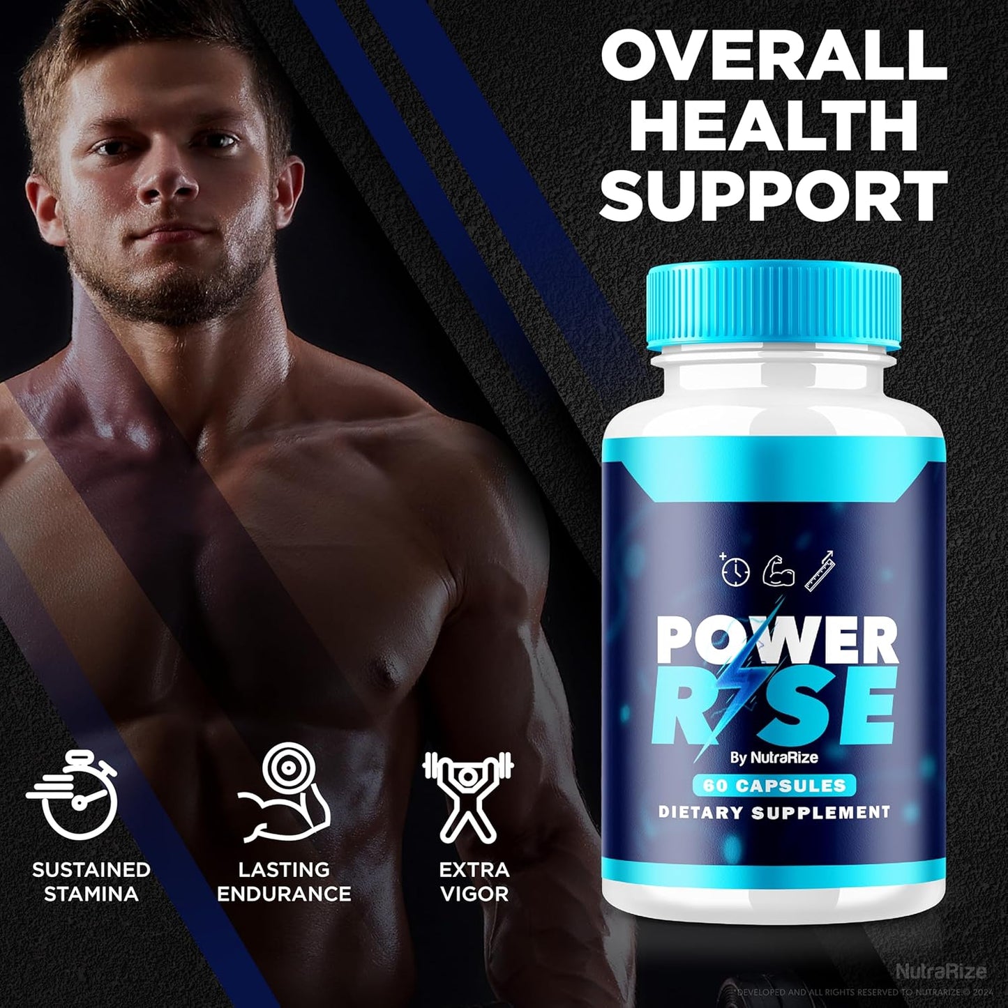 Premium All Natural Male Performance Support Supplement - NutraRize Power Rise for Men (60 Capsules)