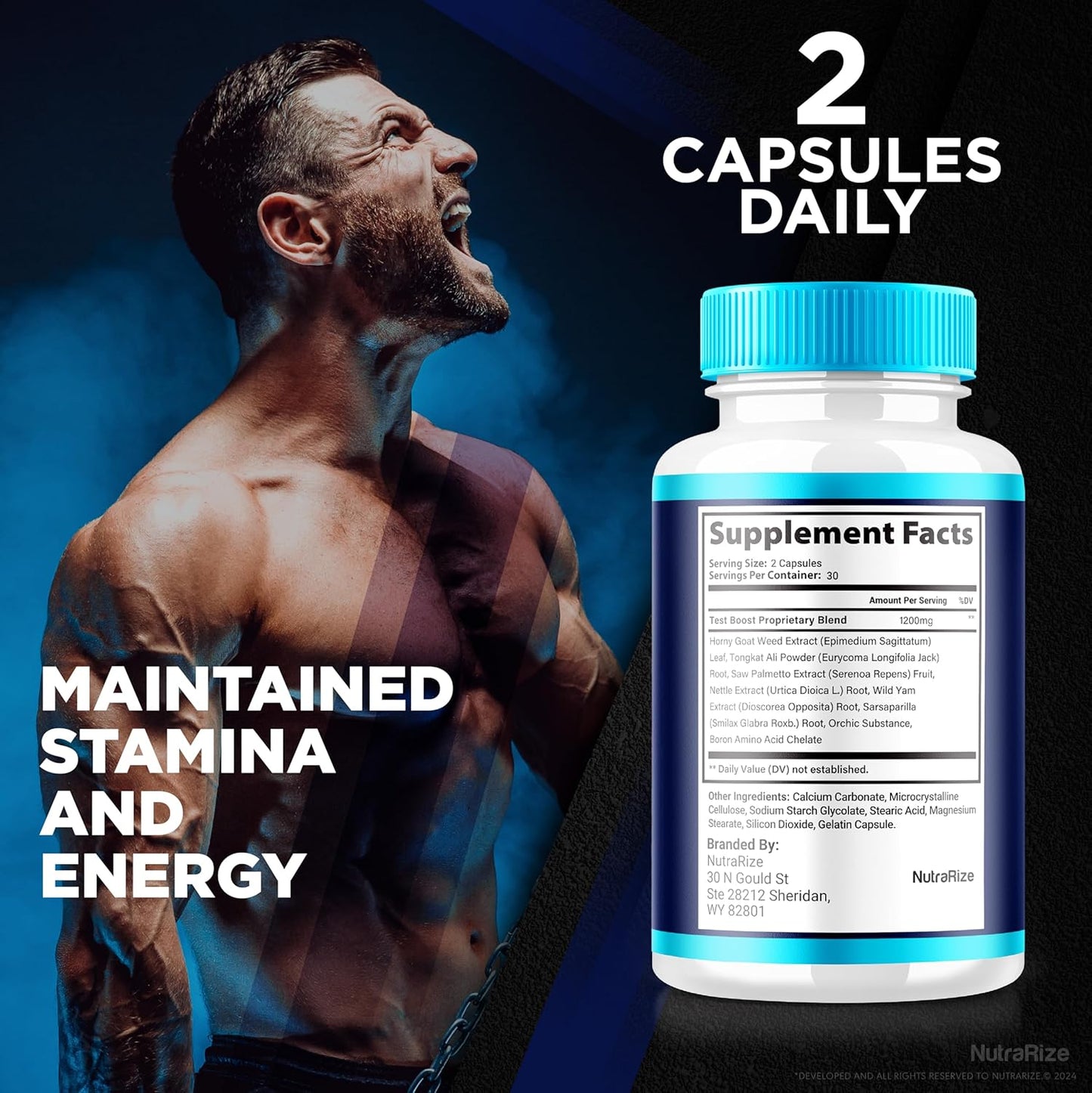 Premium All Natural Male Performance Support Supplement - NutraRize Power Rise for Men (60 Capsules)