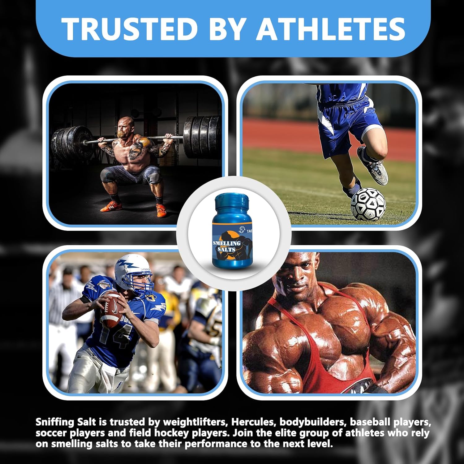 Premium Ammonia Smelling Salts for Athletes - Boost Mental Focus and Power Bursts for Fitness, Weightlifting, Track and Field, Hockey Sport