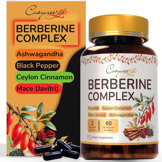 Premium Berberine HCL Capsules with True Ceylon Cinnamon for Immune System Support and Healthy Management - 1200mg, 120 Capsules