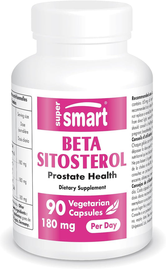 Premium Beta-Sitosterol Supplement - 180mg Daily Dose - Plant Sterols Extract for Men - Non-GMO & Gluten Free - 90 Capsules