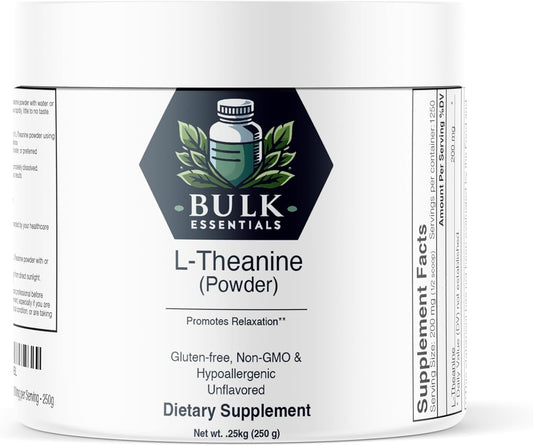 Premium Bulk L-Theanine Powder Supplement - 200mg Amino Acid - Pure & Gluten-Free - 250g Supply