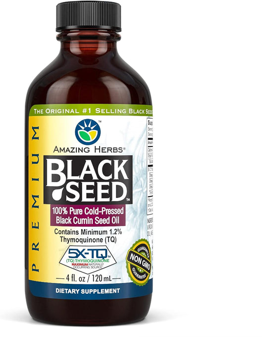 Premium Cold Pressed Black Seed Oil - Gluten Free, Non GMO, 4 Fl Oz - Supports Digestive Health, Immune System, Brain Function