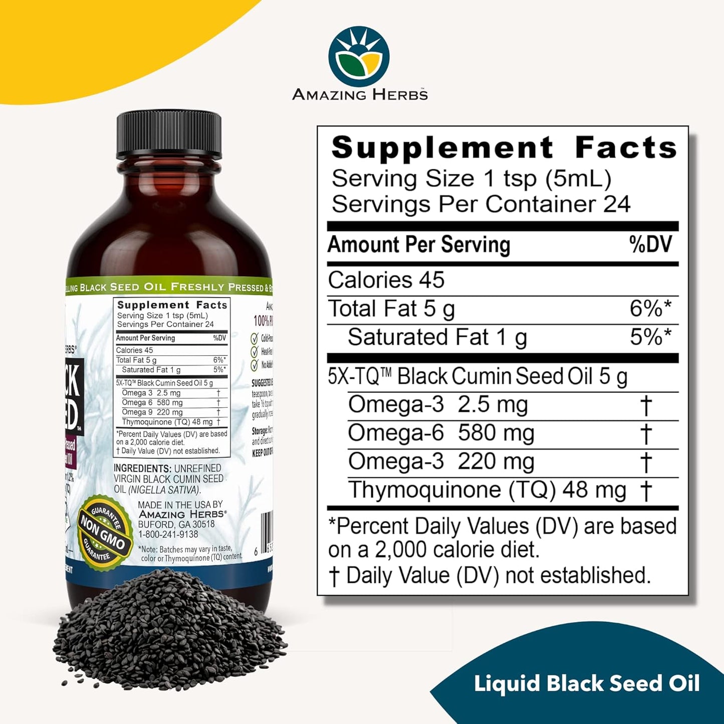 Premium Cold Pressed Black Seed Oil - Gluten Free, Non GMO, 4 Fl Oz - Supports Digestive Health, Immune System, Brain Function