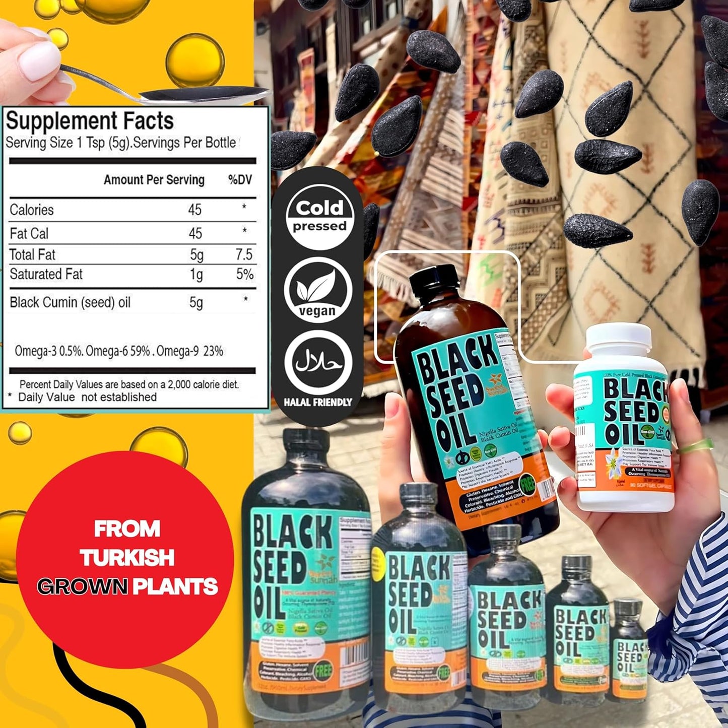 Premium Cold Pressed Black Seed Oil for Digestive Health, Immune Support, and Joint Mobility - 4 Fl Oz - Gluten Free & Non GMO