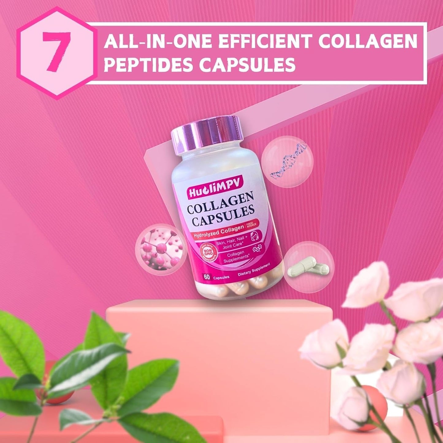 Premium Collagen Capsules for Skin, Hair, and Nails - Hydrolyzed Collagen Peptides Supplement by HuoliMpv