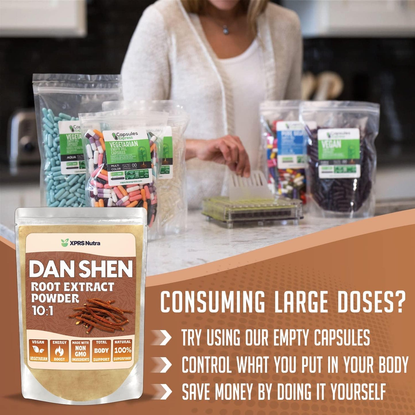Premium Dan Shen Root Extract Powder 10:1 - Concentrated Red Sage Powder (16 oz) - Vegan-Friendly Herbal Supplement