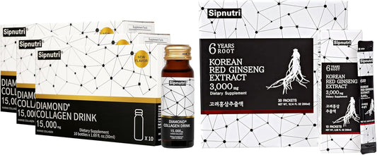 Premium Diamond Collagen Drink with Korean Panax Ginseng Extract - 18000 mg Liquid Supplement