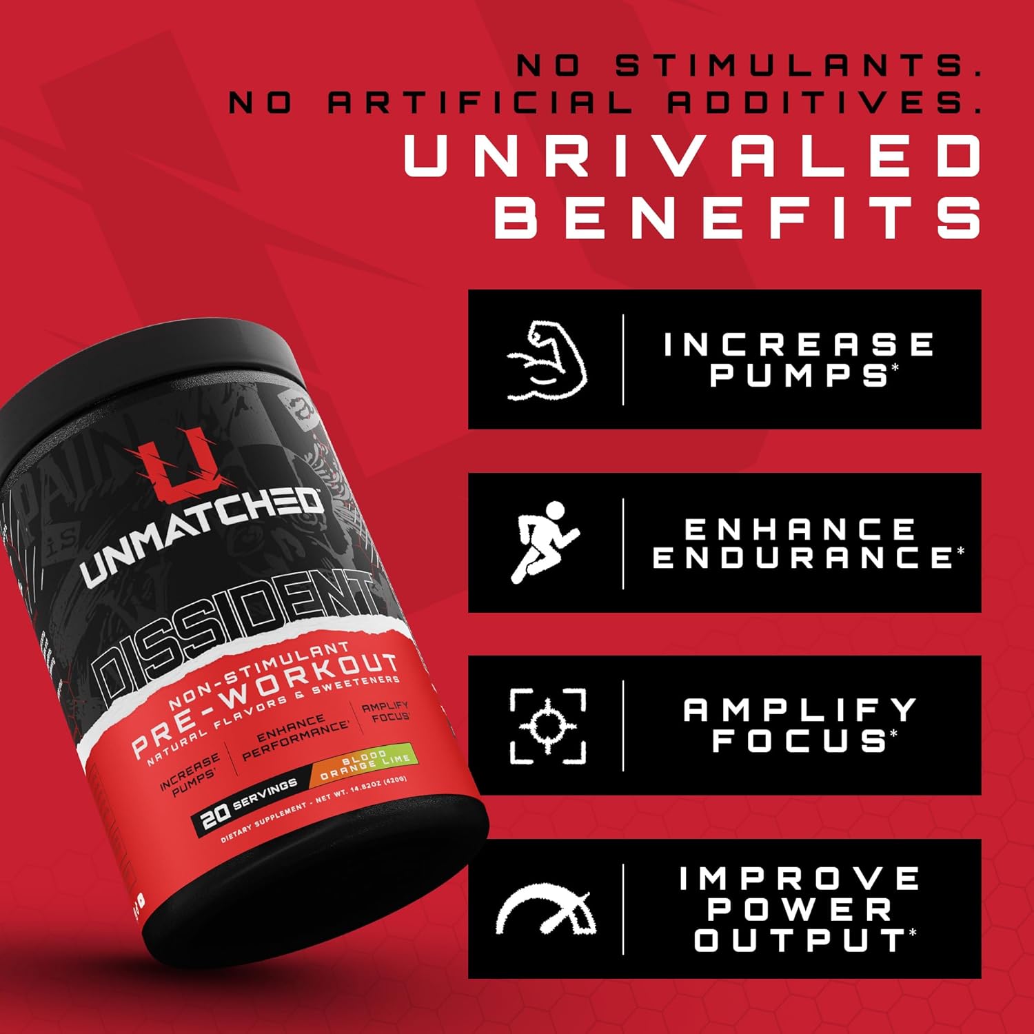 Premium Dissident Non Stimulant Pre Workout Powder - Citrulline, Beta Alanine, Peak ATP - Natural Flavors & Sweeteners - 20 Servings - Men & Women - Pink Lemonade Flavor