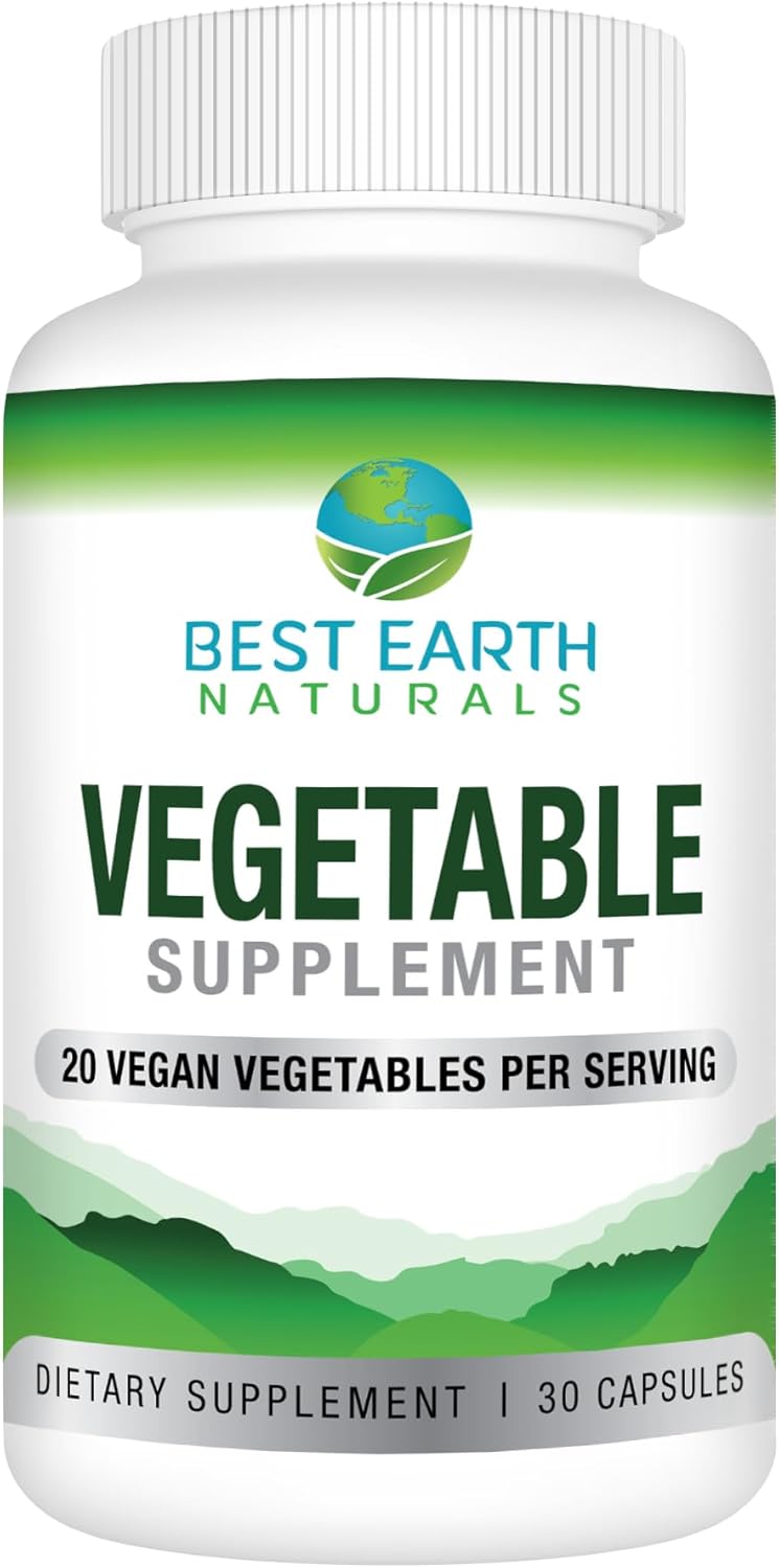 Premium Earth Naturals 20 Vegetable Blend Energy Vitamins for Women and Men - 30 Day Supply
