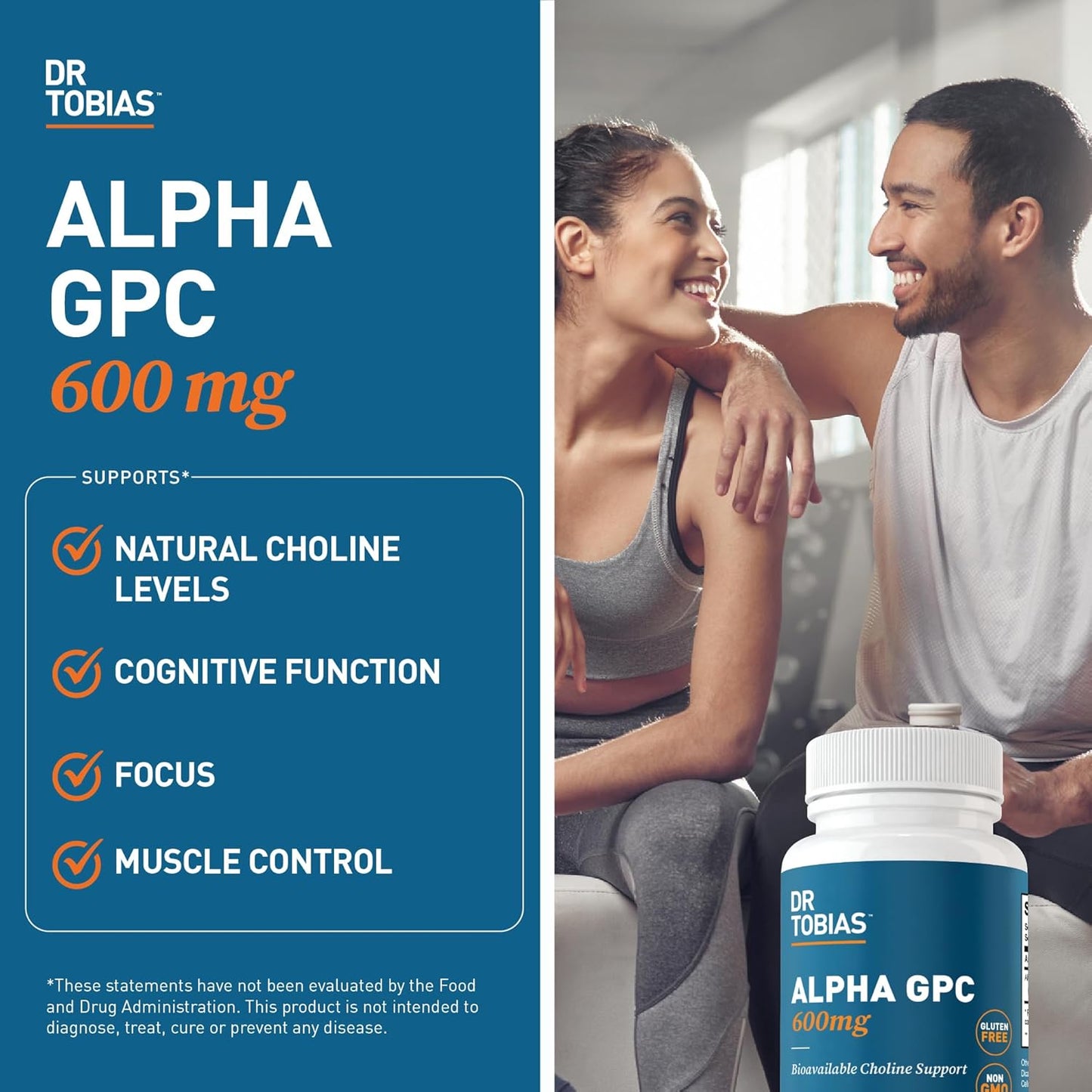 Premium Extra Strength Alpha GPC & Omega 3 Fish Oil for Cognitive Function & Heart Health - Non-GMO Formula