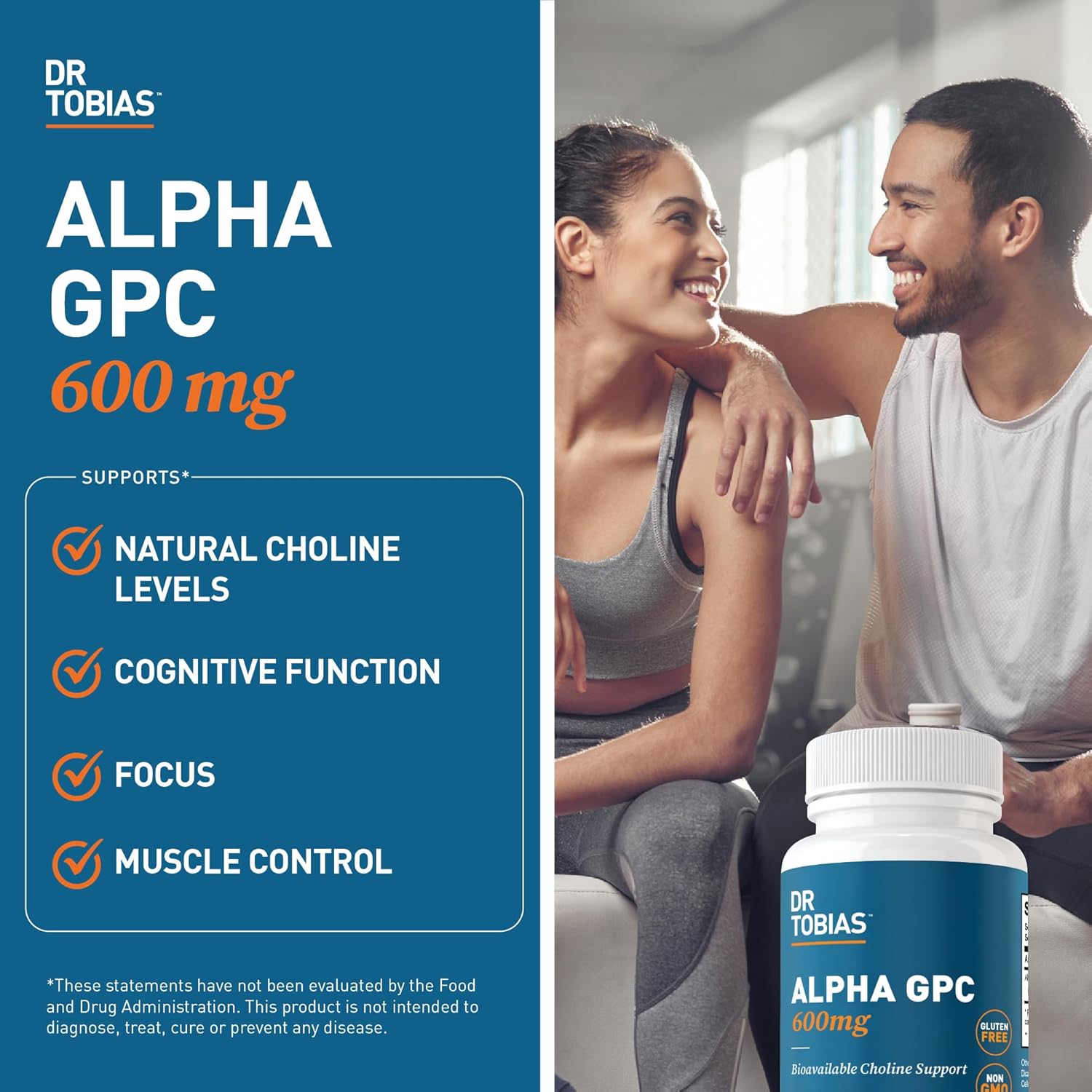 Premium Extra Strength Alpha GPC & Omega 3 Fish Oil for Cognitive Function & Heart Health - Non-GMO Formula