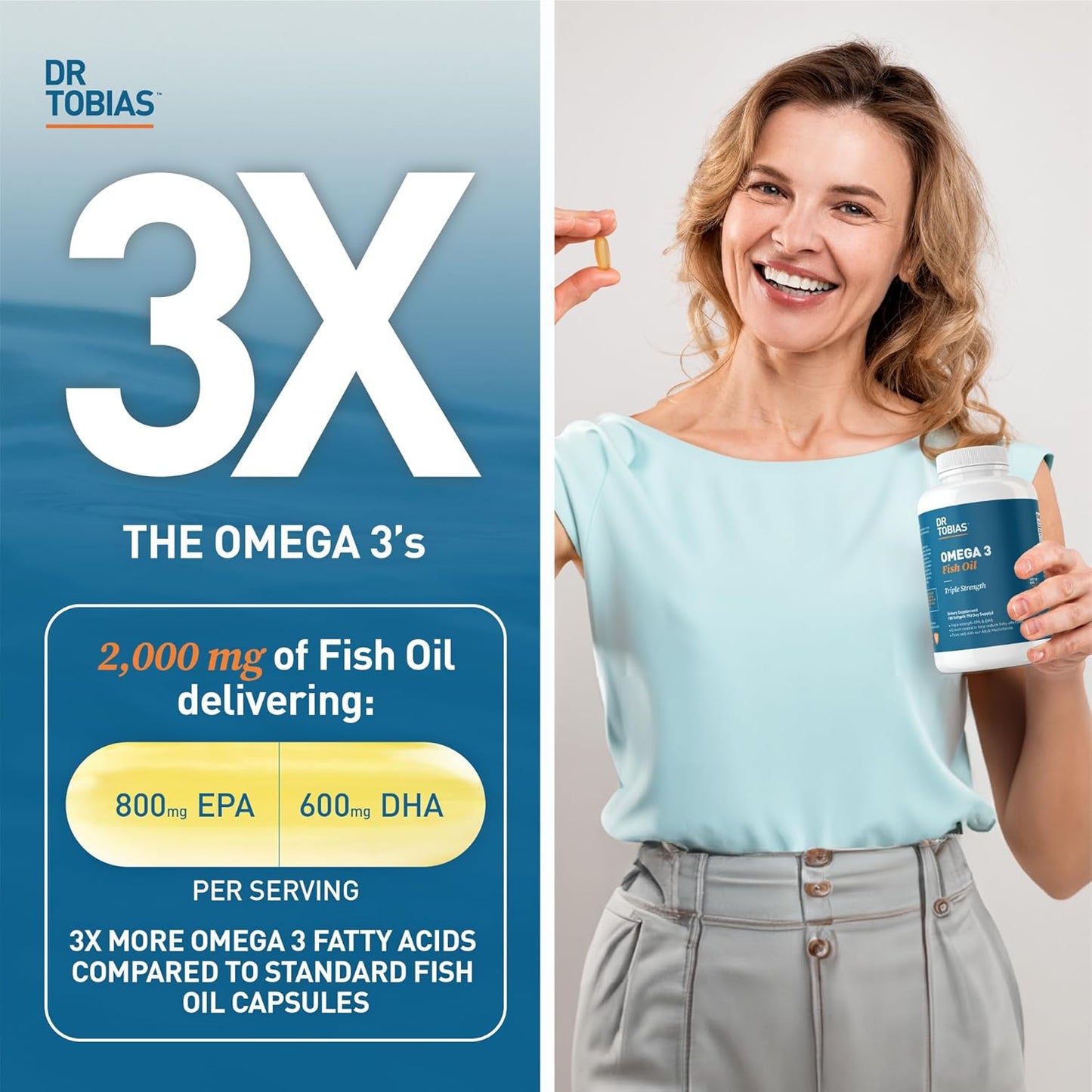 Premium Extra Strength Alpha GPC & Omega 3 Fish Oil for Cognitive Function & Heart Health - Non-GMO Formula