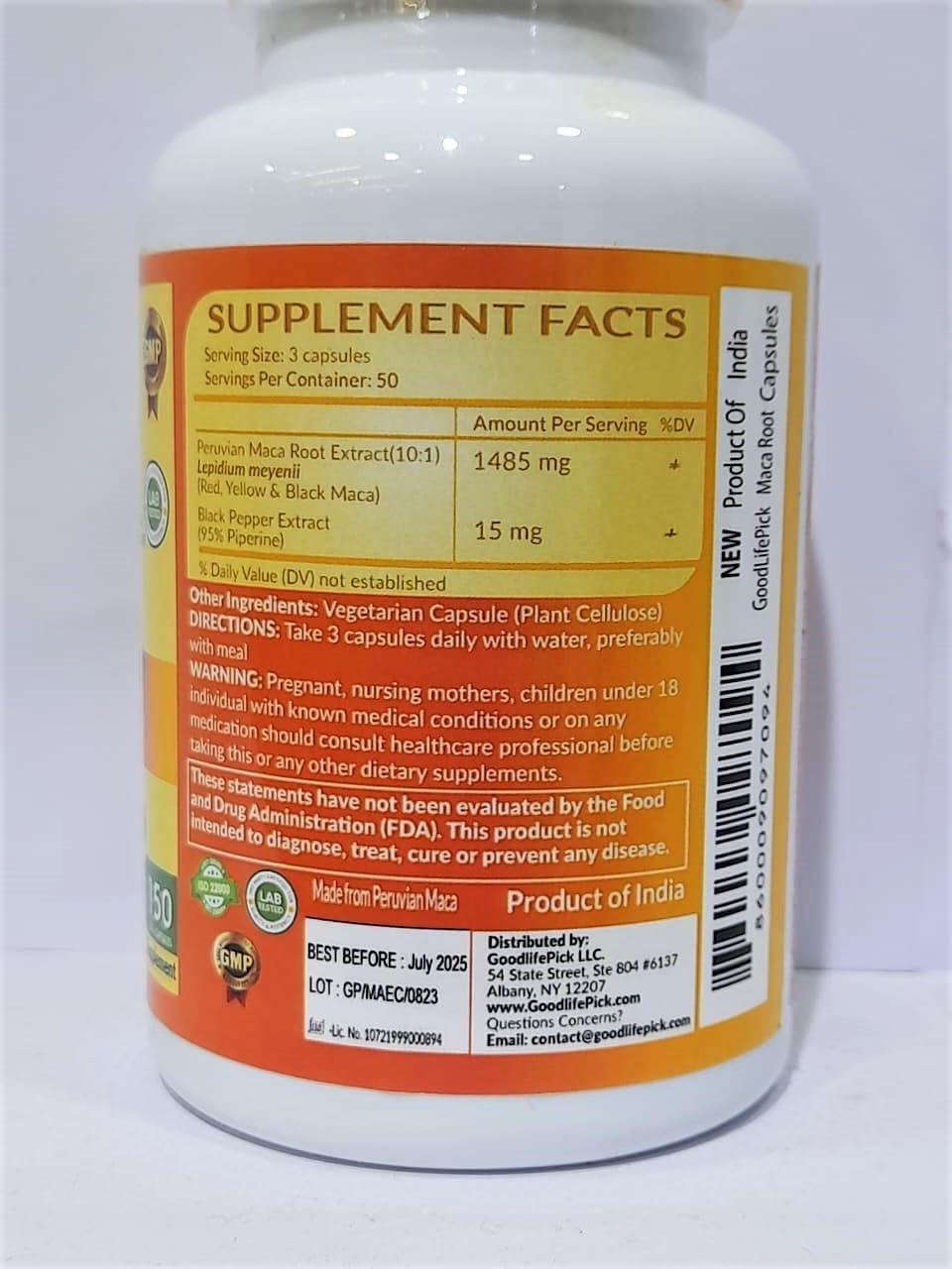 Premium GoodlifePick Peruvian Maca Root Capsules - 150 ct - Red, Yellow, Black Maca Extract - Non-GMO, Vegan - No Fillers