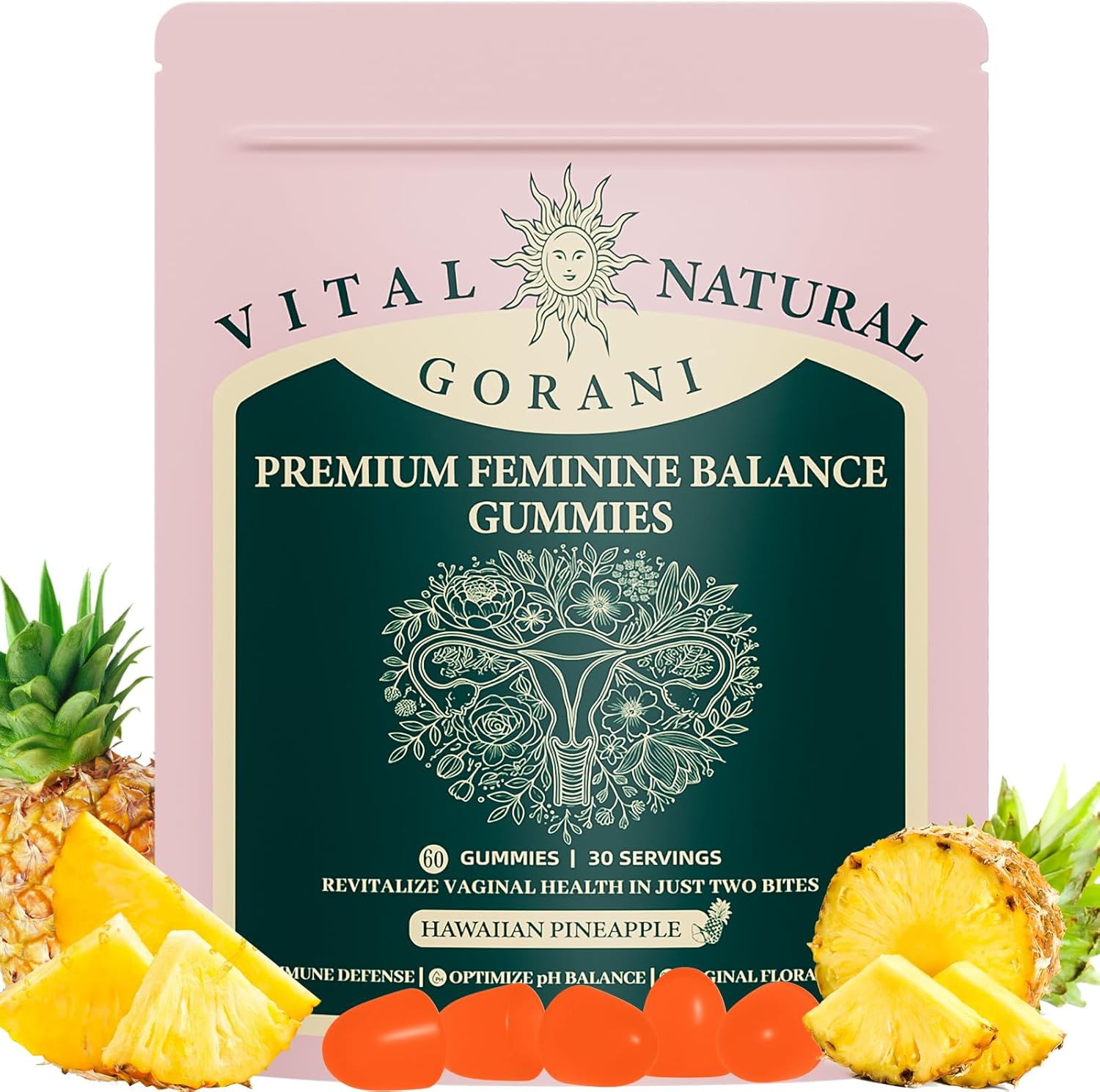 Premium Gorani Feminine Balance Gummies - Probiotic Support for Women's Intimate Health, pH Balance & Immune Boost - Vegan with Low Sugar