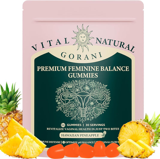 Premium Gorani Feminine Balance Gummies - Probiotic Support for Women's Intimate Health, pH Balance & Immune Boost - Vegan with Low Sugar