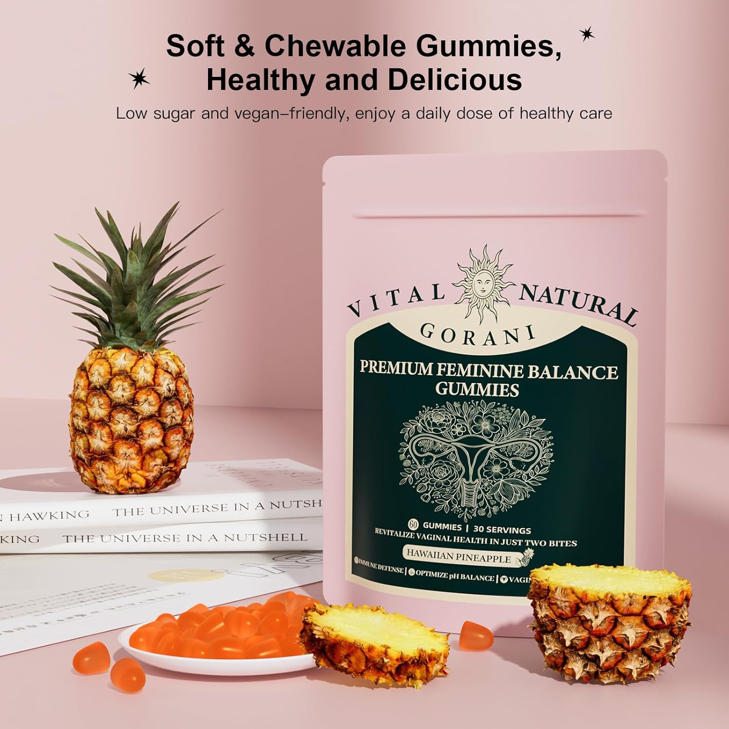 Premium Gorani Feminine Balance Gummies - Probiotic Support for Women's Intimate Health, pH Balance & Immune Boost - Vegan with Low Sugar