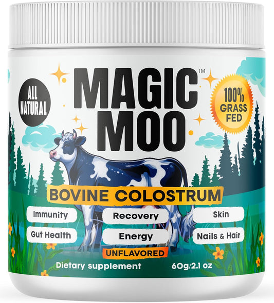 Premium Grass-Fed Bovine Colostrum Powder for Immune & Gut Health Support - Energy, Recovery, Hair, Skin, Nails - 100% Natural, Unflavored - 60g