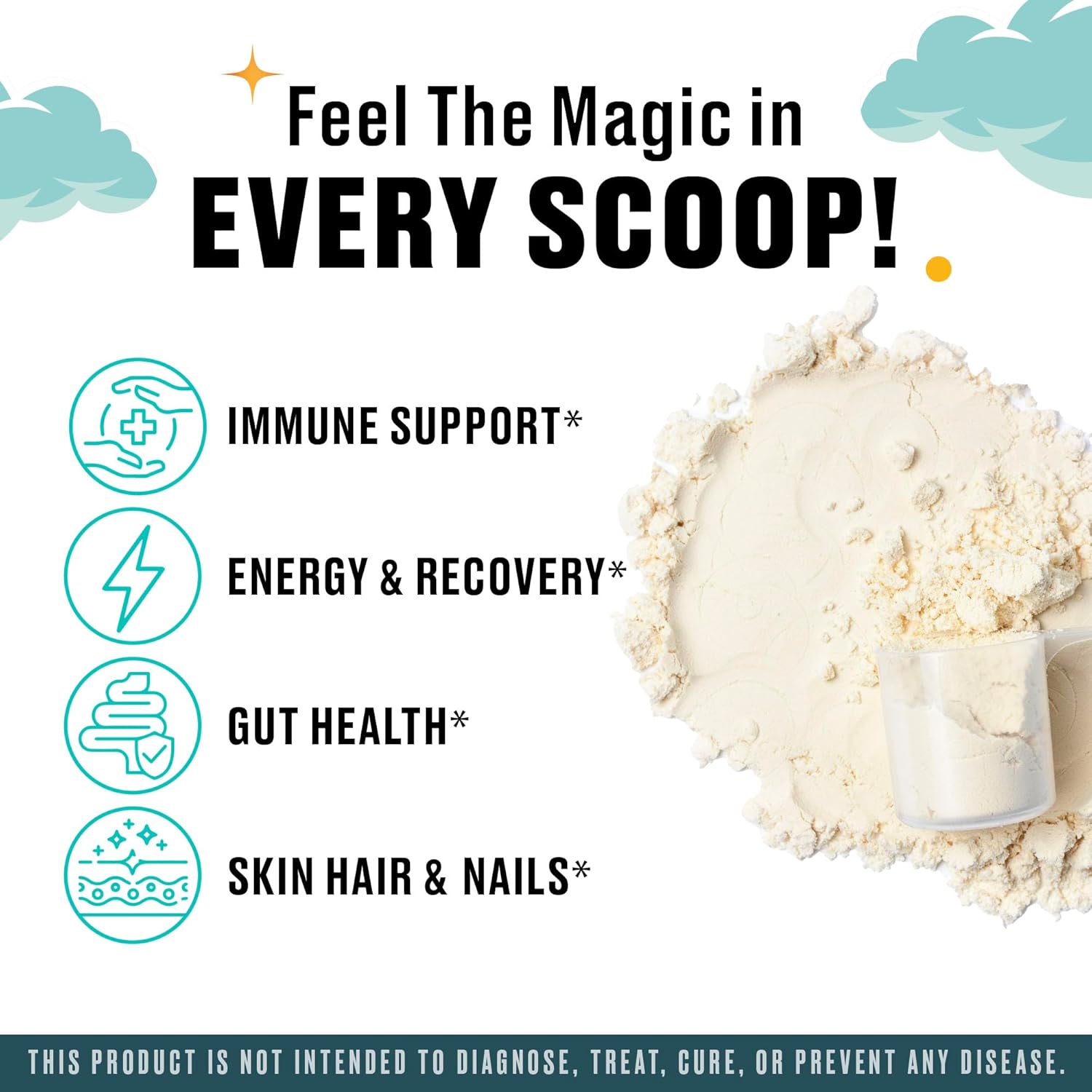 Premium Grass-Fed Bovine Colostrum Powder for Immune & Gut Health Support - Energy, Recovery, Hair, Skin, Nails - 100% Natural, Unflavored - 60g